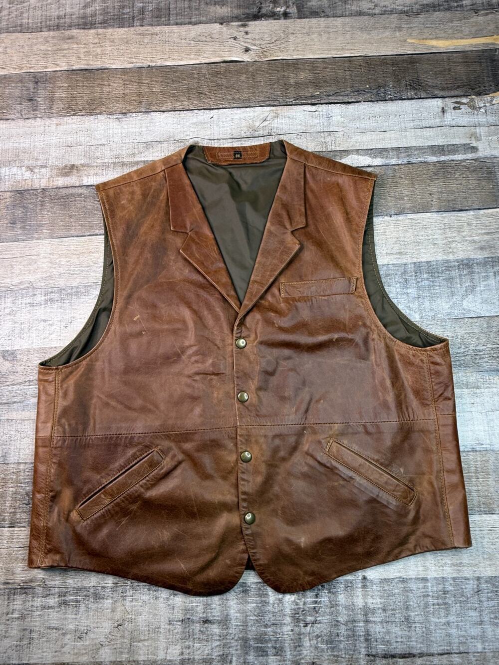 Coronado Brown Leather Vest Mens Size 46 Concealed Carry Western Outerwear